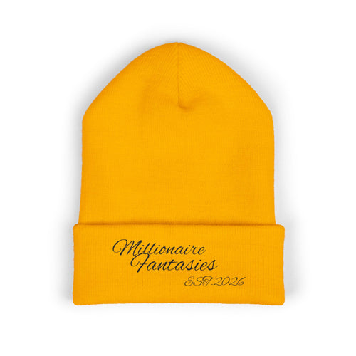 Embroidered “Millionaire Fantasies” Cuffed Beanie