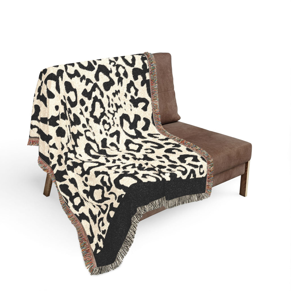 Leopard Print Woven Throw Blanket — Cozy Animal Print Home Decor