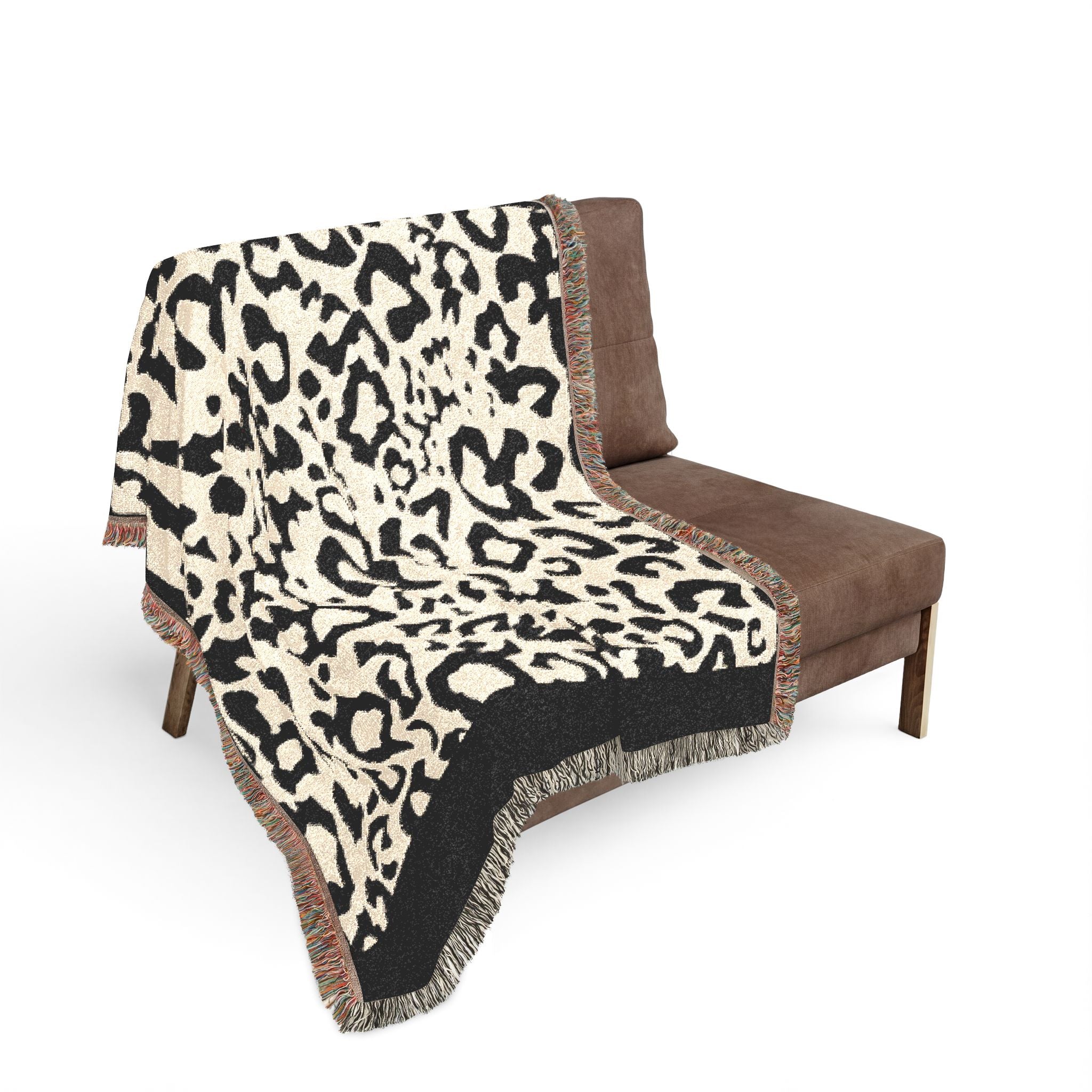 Leopard Print Woven Throw Blanket — Cozy Animal Print Home Decor