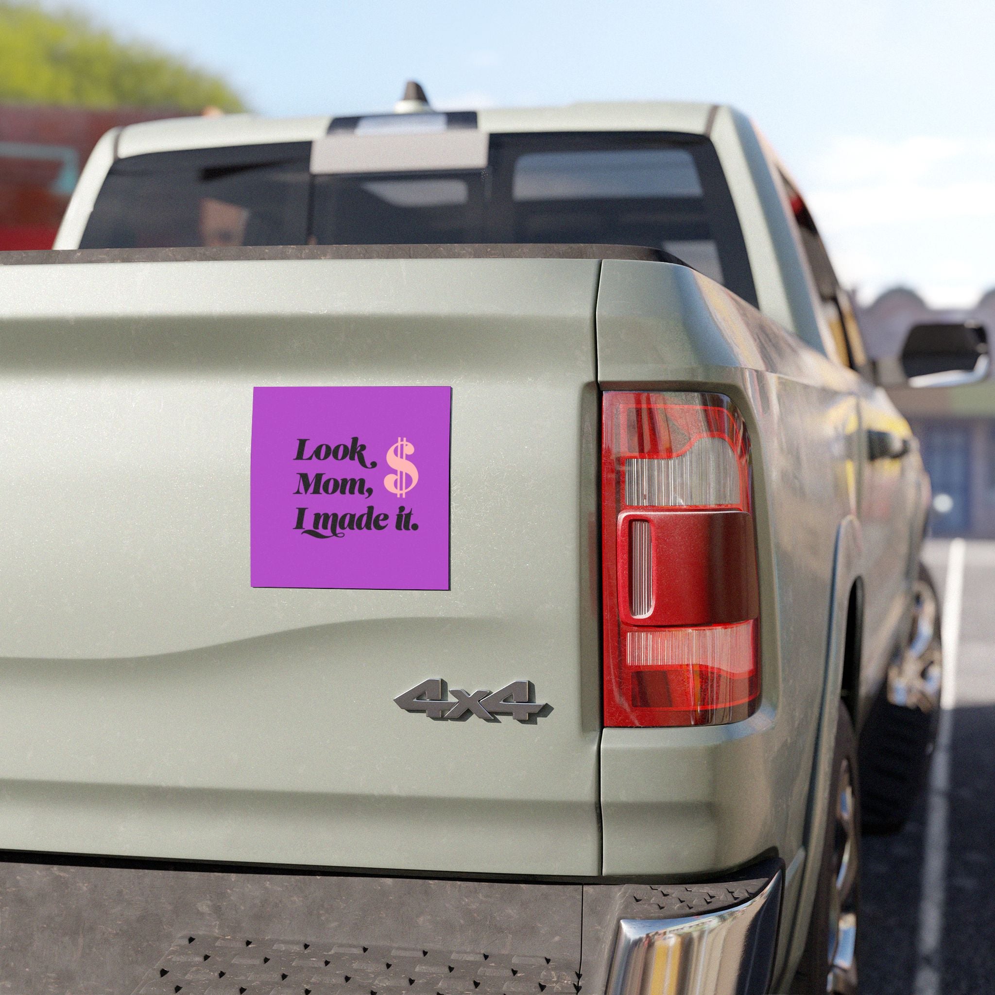 Look Mom, I Made It Car Magnet | Purple Script Dollar Sign