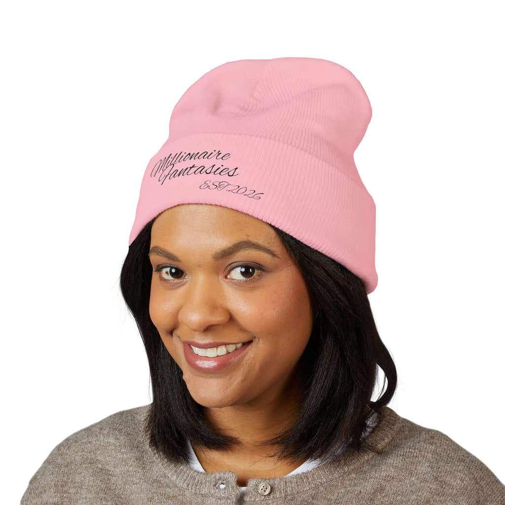 Embroidered “Millionaire Fantasies” Cuffed Beanie
