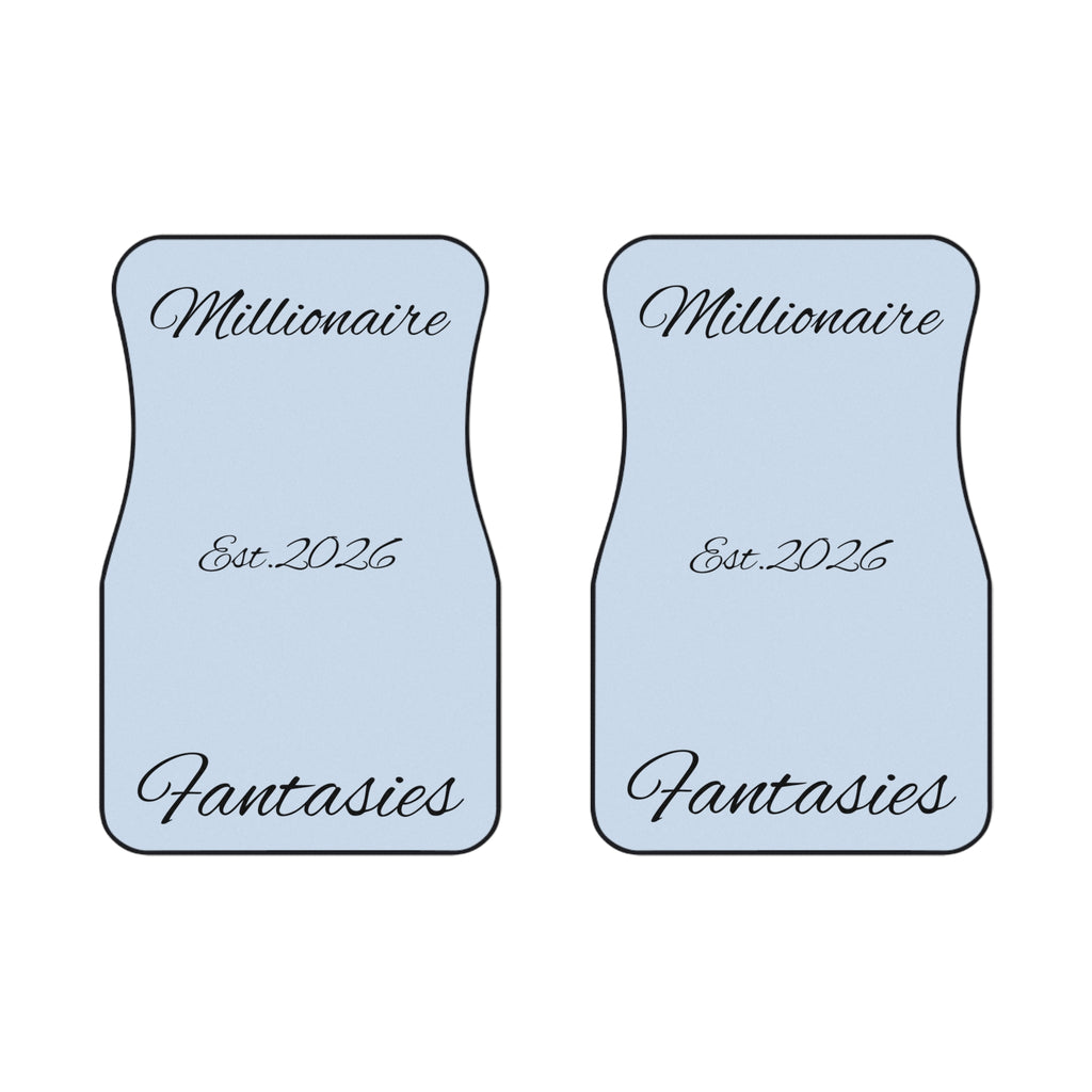 Millionaire Fantasies Car Mats (Front Pair) — Custom Script "Millionaire" & "Est. 2026" Light Blue Floor Mats