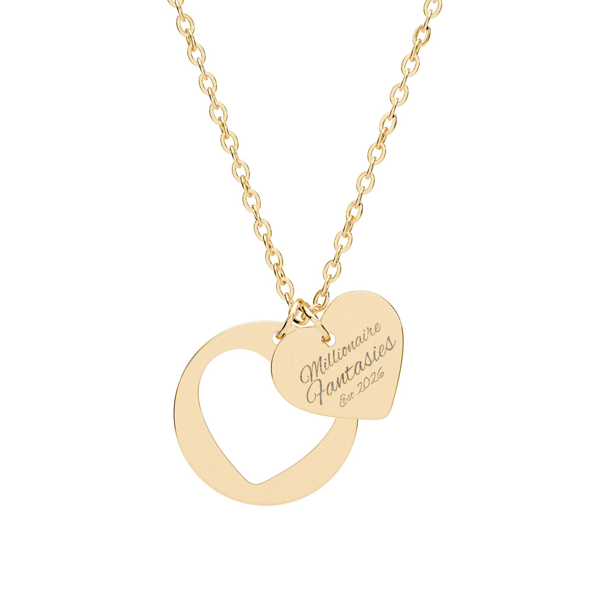 Engravable Heart Cutout Necklace — Personalized Heart Pendant (Sterling/Rose Gold)