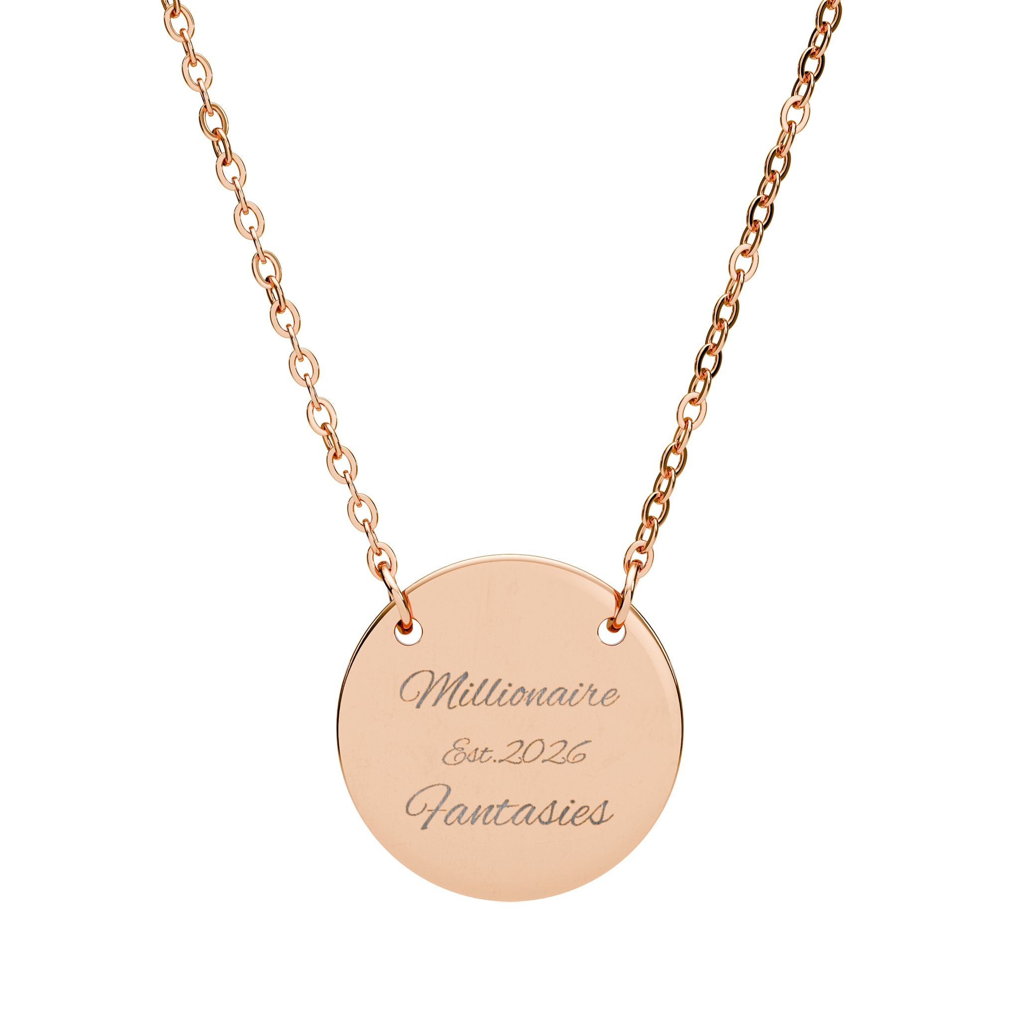 Engravable Circle Necklace — Personalized Round Pendant Necklace (Custom Text)