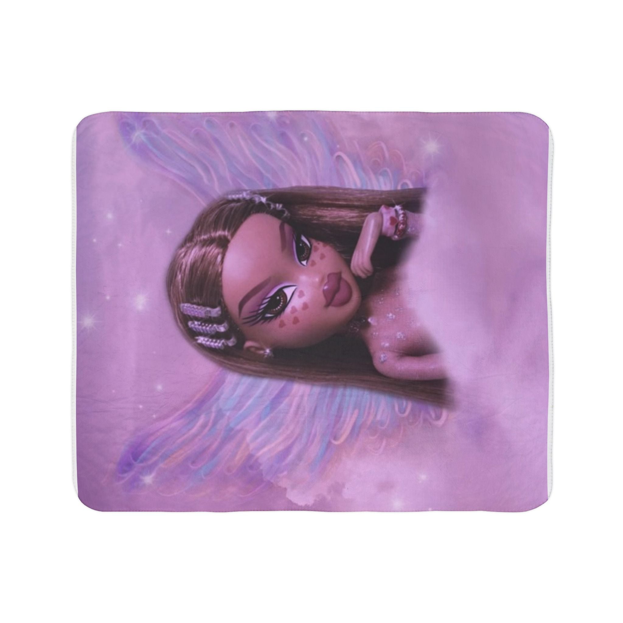 Fairy Doll Dream Fleece Sherpa Blanket — Plush Pink Angel Wings Cozy Throw