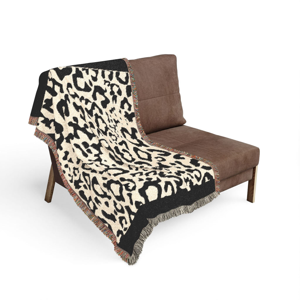 Leopard Print Woven Throw Blanket — Cozy Animal Print Home Decor