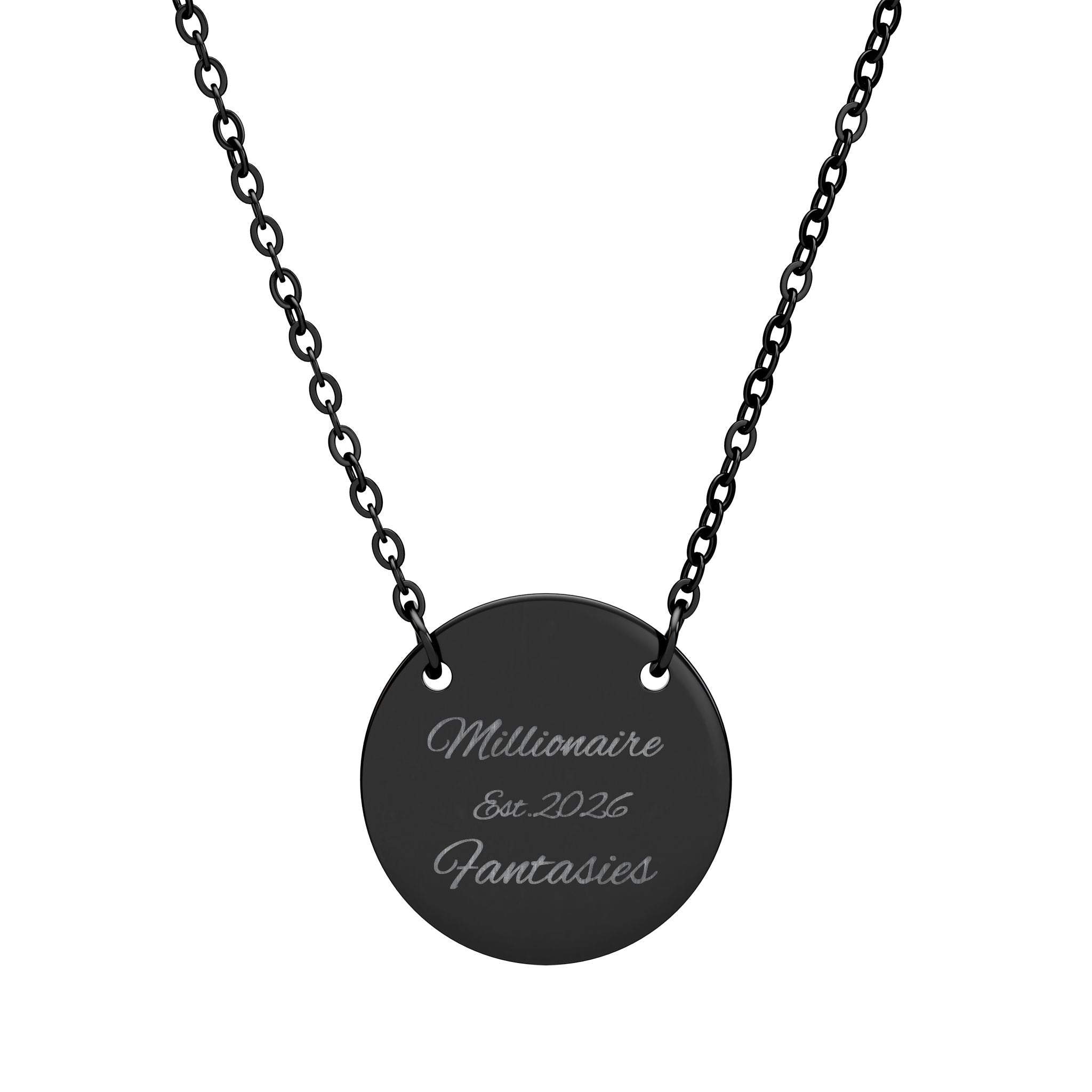 Engravable Circle Necklace — Personalized Round Pendant Necklace (Custom Text)