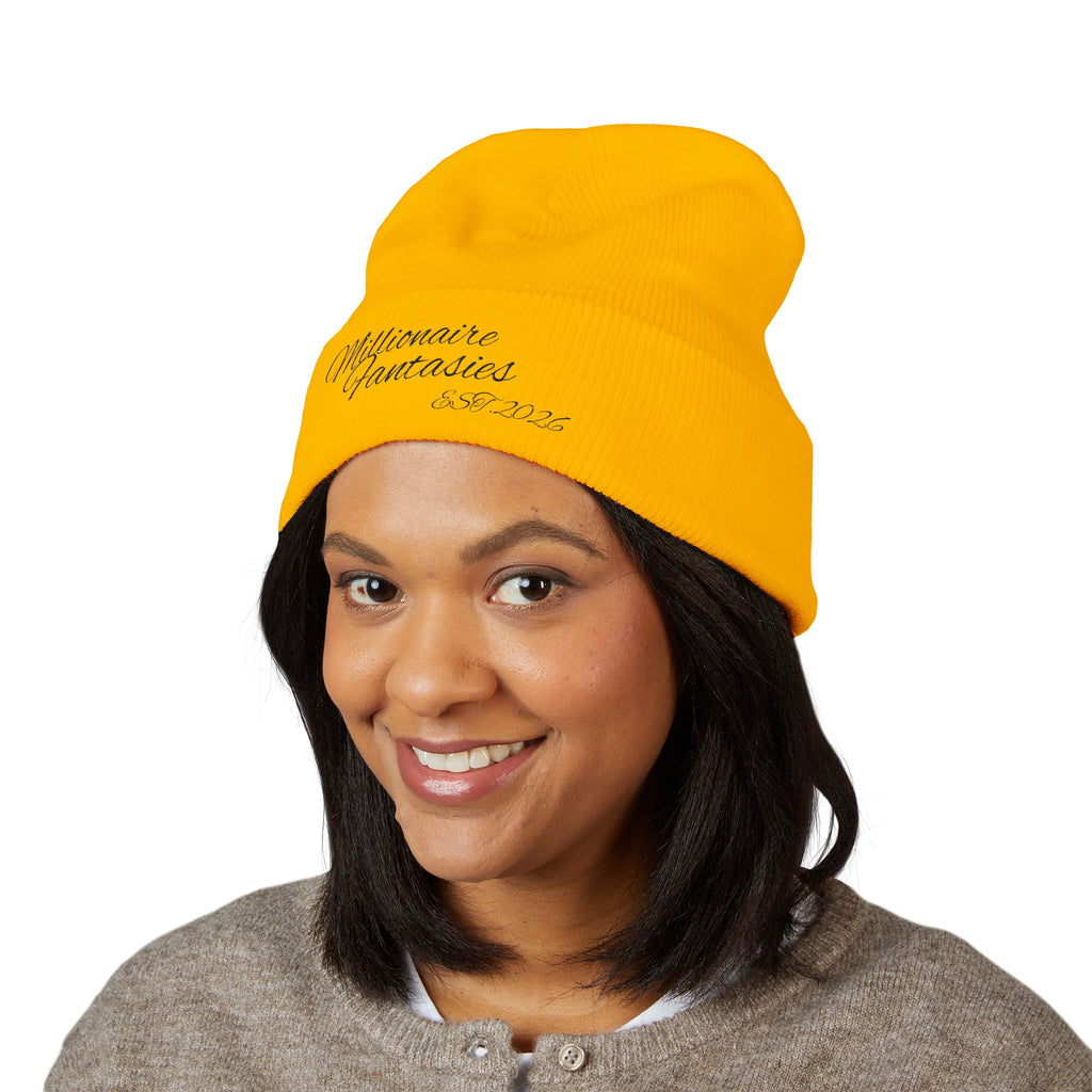 Embroidered “Millionaire Fantasies” Cuffed Beanie