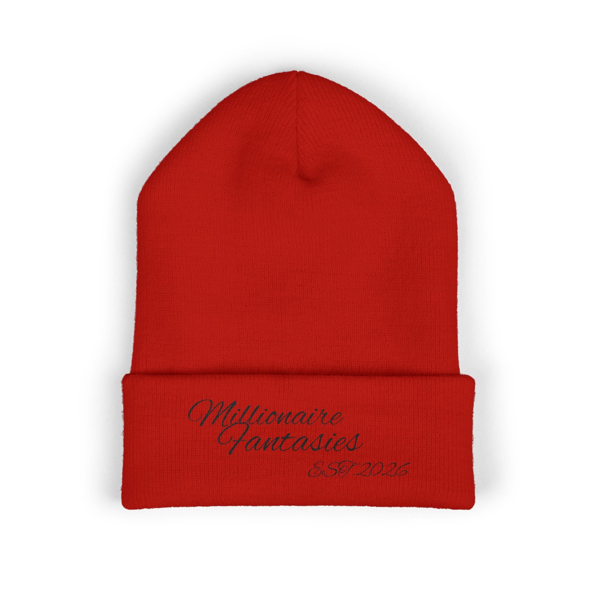 Embroidered “Millionaire Fantasies” Cuffed Beanie