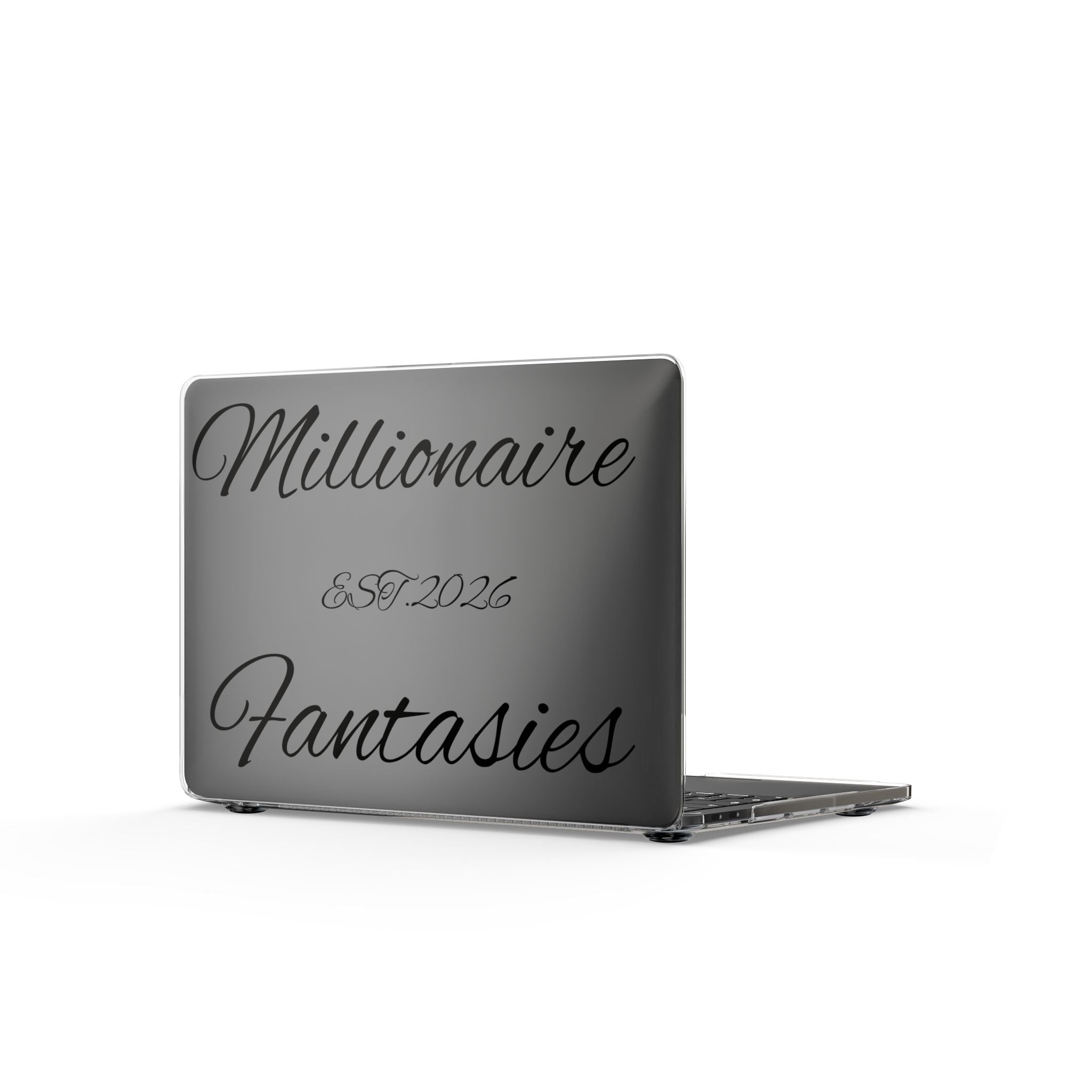 Clear MacBook Case — "Millionaire" Script Design (Transparent Protective Cover)