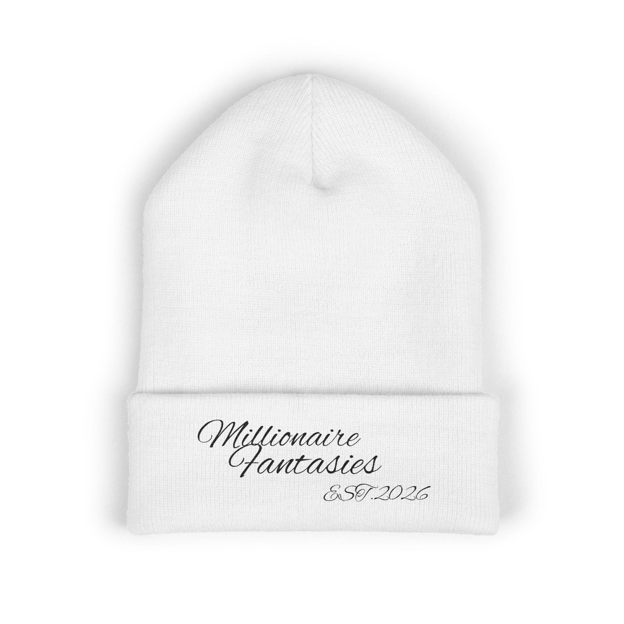 Embroidered “Millionaire Fantasies” Cuffed Beanie