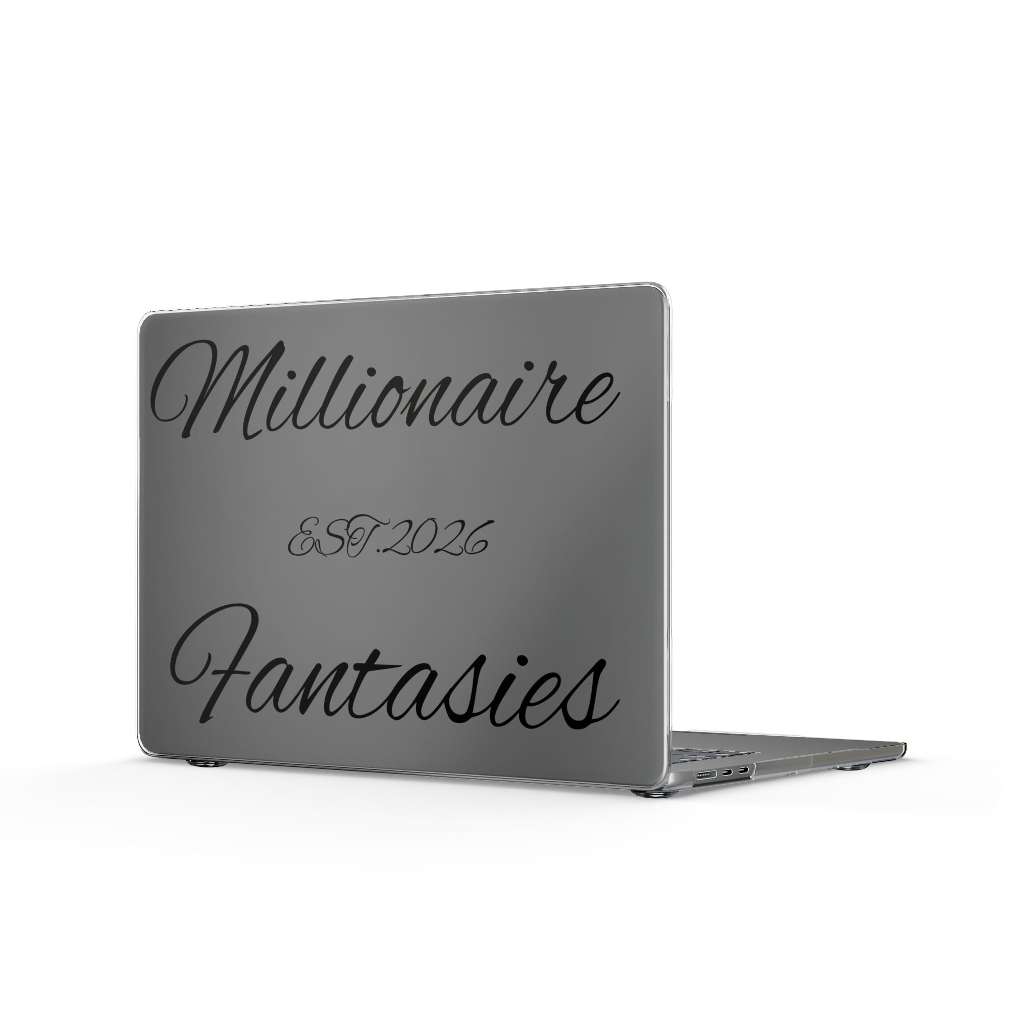 Clear MacBook Case — "Millionaire" Script Design (Transparent Protective Cover)