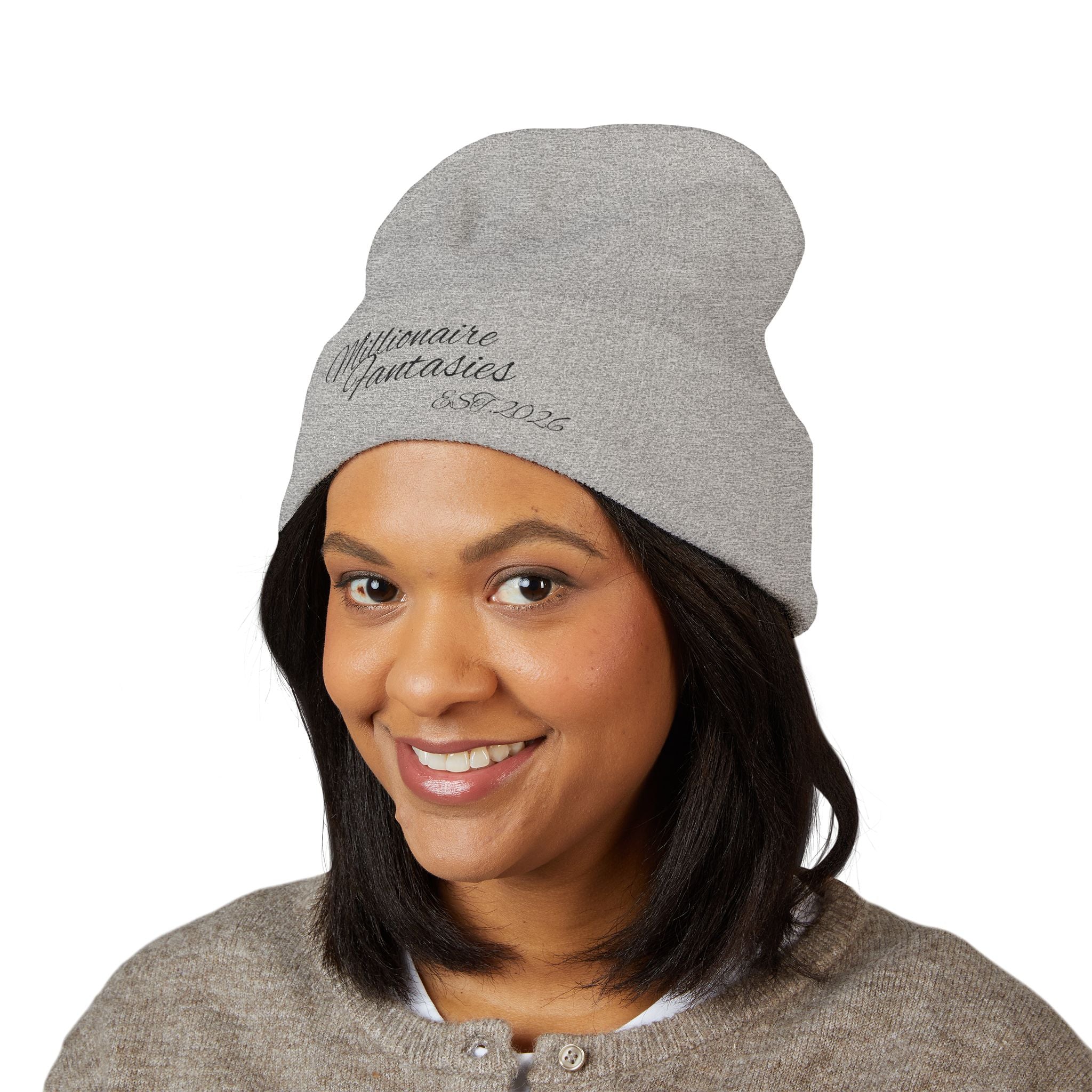 Embroidered “Millionaire Fantasies” Cuffed Beanie