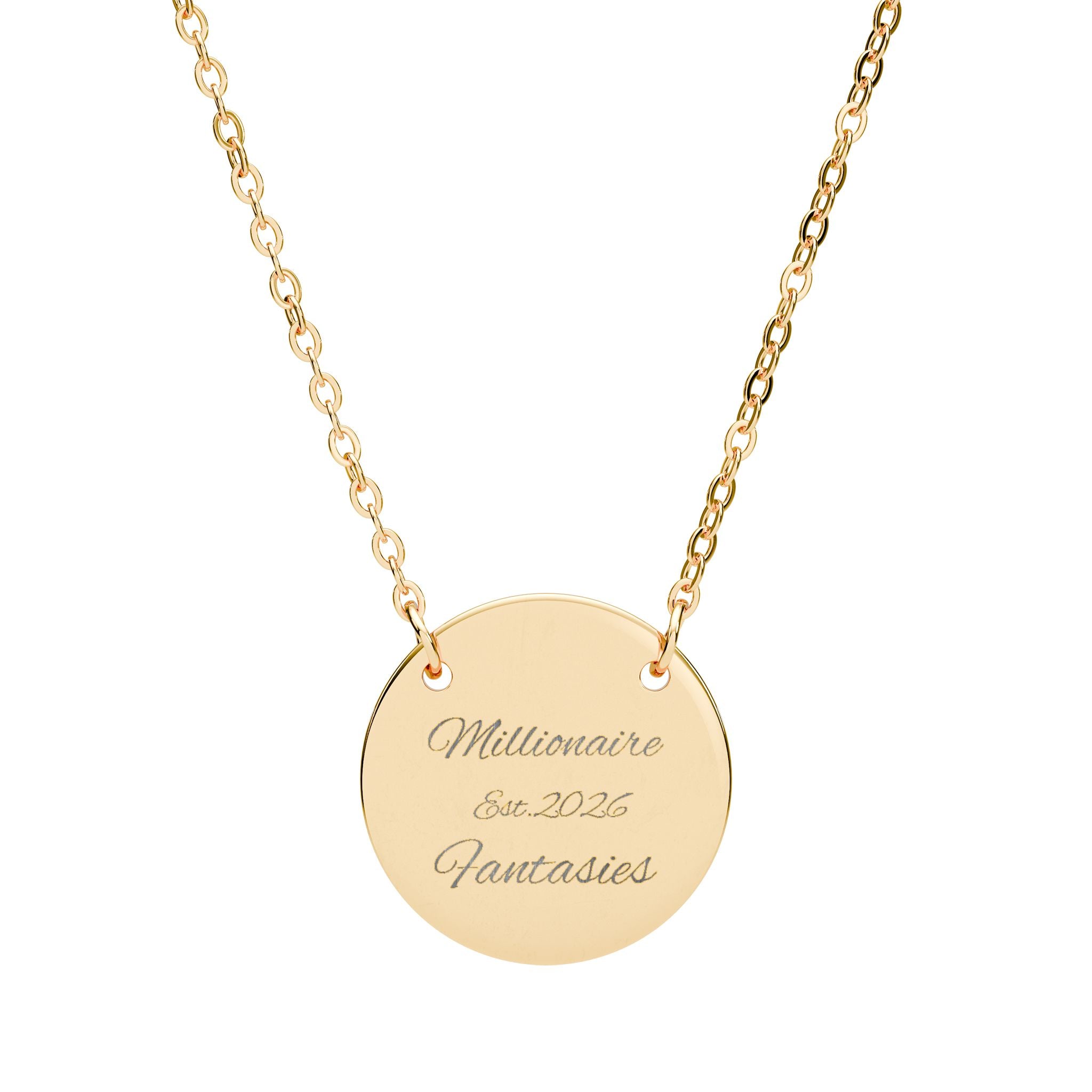 Engravable Circle Necklace — Personalized Round Pendant Necklace (Custom Text)