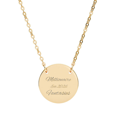 Engravable Circle Necklace — Personalized Round Pendant Necklace (Custom Text)