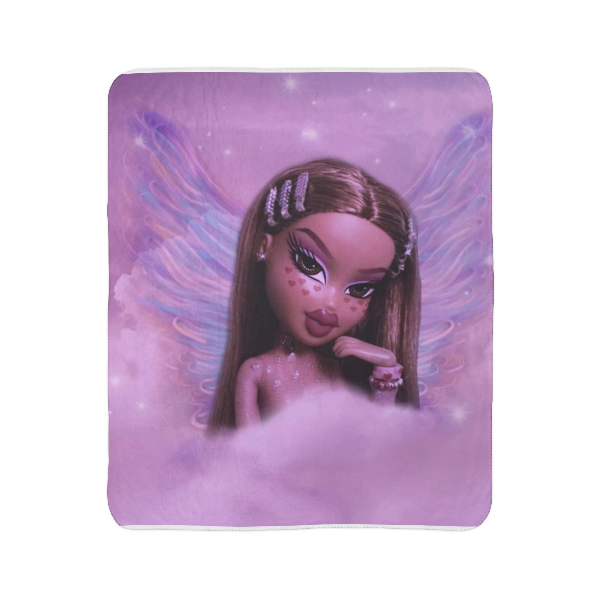 Fairy Doll Dream Fleece Sherpa Blanket — Plush Pink Angel Wings Cozy Throw