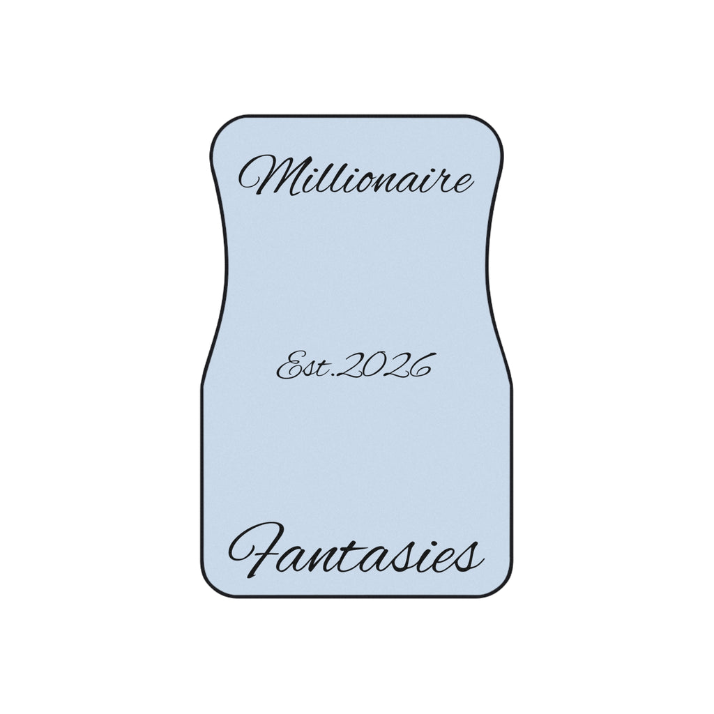 Millionaire Fantasies Car Mats (Front Pair) — Custom Script "Millionaire" & "Est. 2026" Light Blue Floor Mats