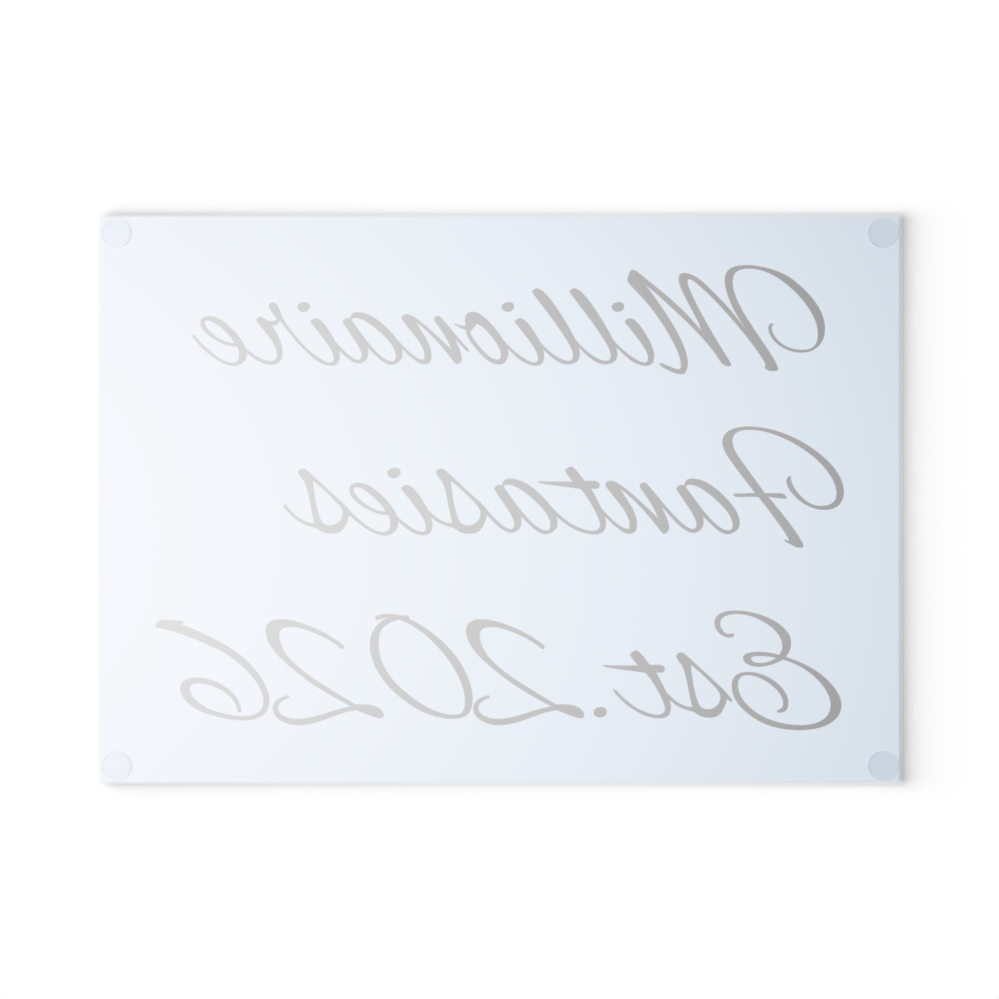 Millionaire Fantasies Est. 2026 Glass Cutting Board | Script Typography