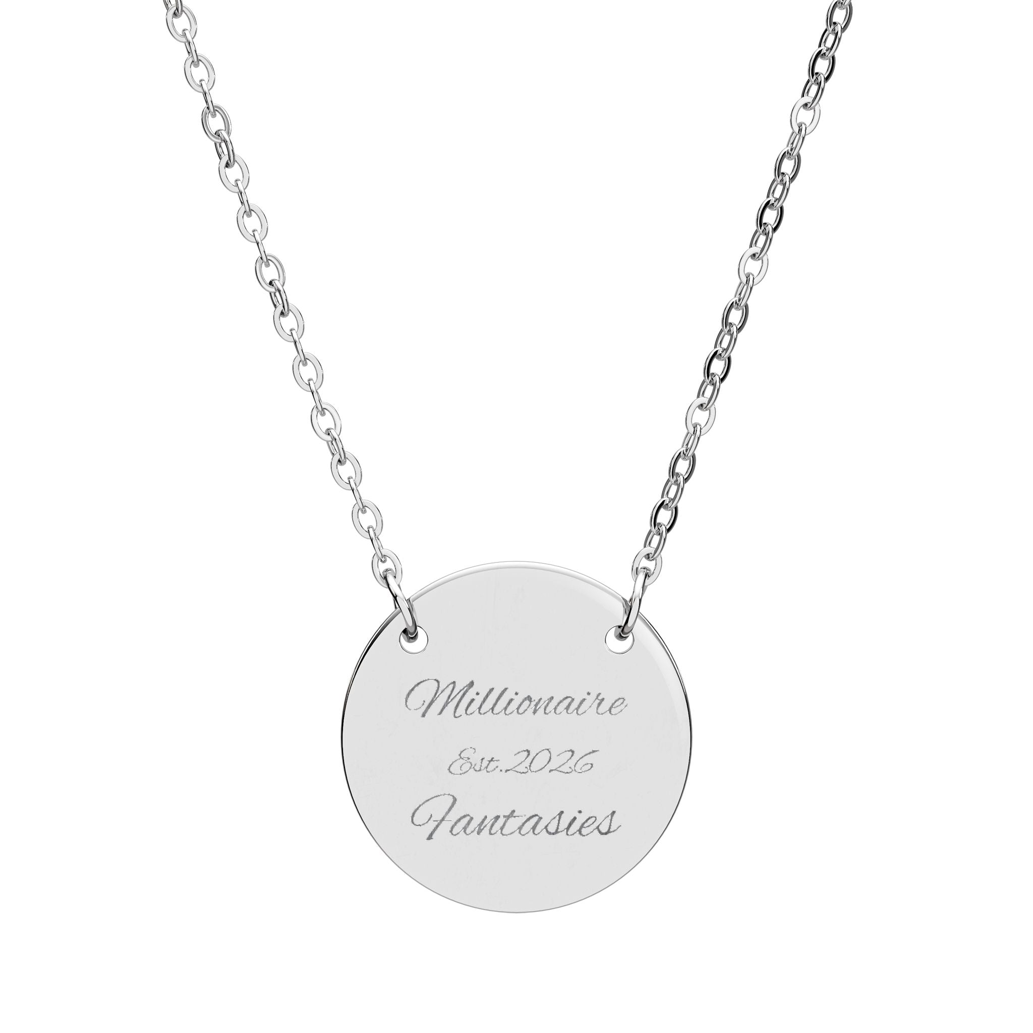 Engravable Circle Necklace — Personalized Round Pendant Necklace (Custom Text)