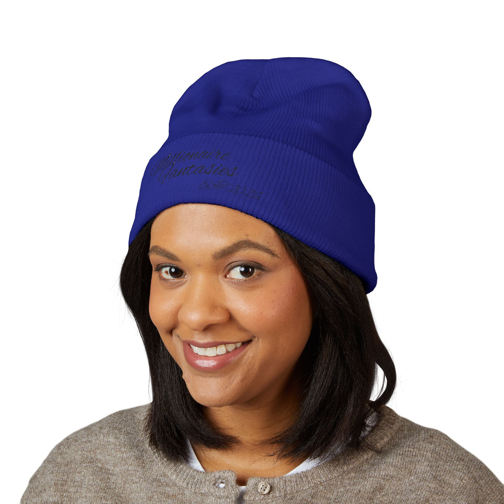 Embroidered “Millionaire Fantasies” Cuffed Beanie