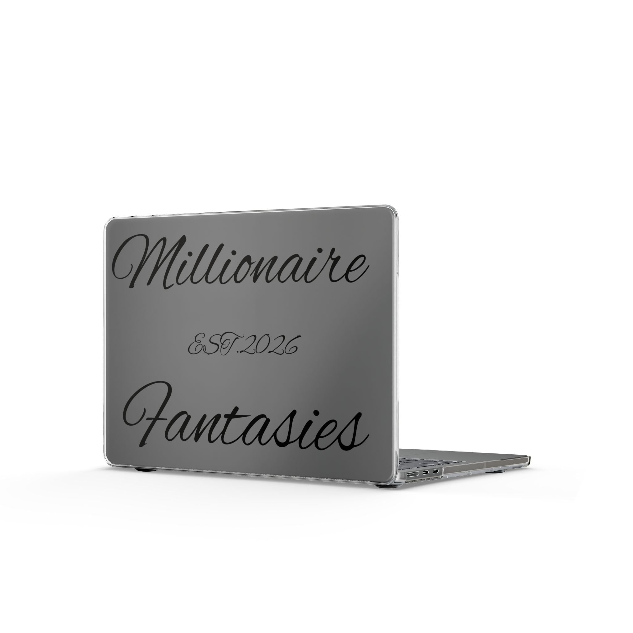 Clear MacBook Case — "Millionaire" Script Design (Transparent Protective Cover)