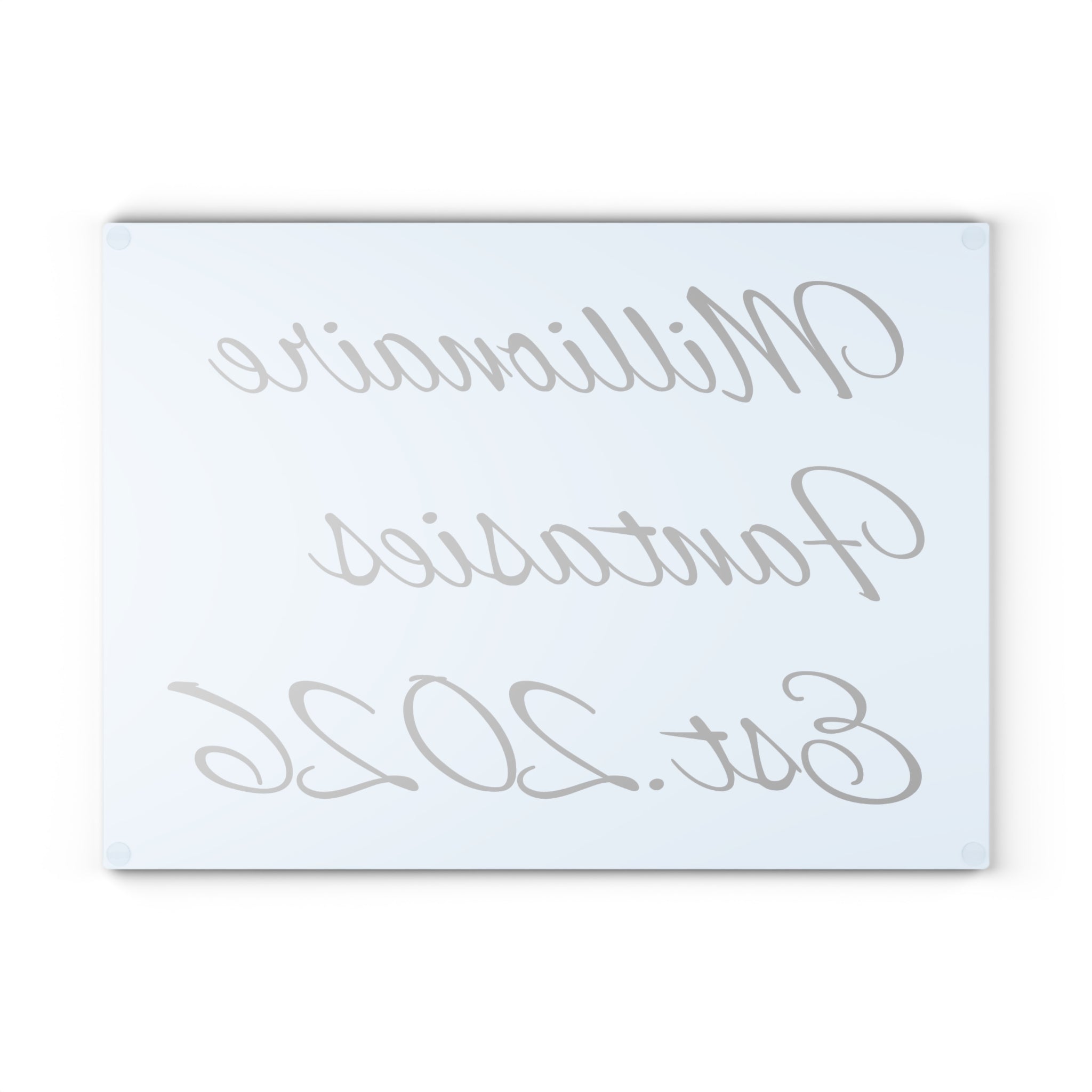 Millionaire Fantasies Est. 2026 Glass Cutting Board | Script Typography