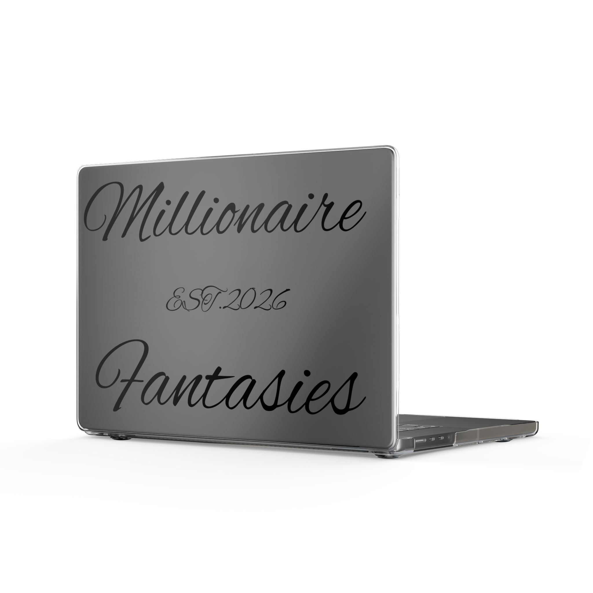 Clear MacBook Case — "Millionaire" Script Design (Transparent Protective Cover)